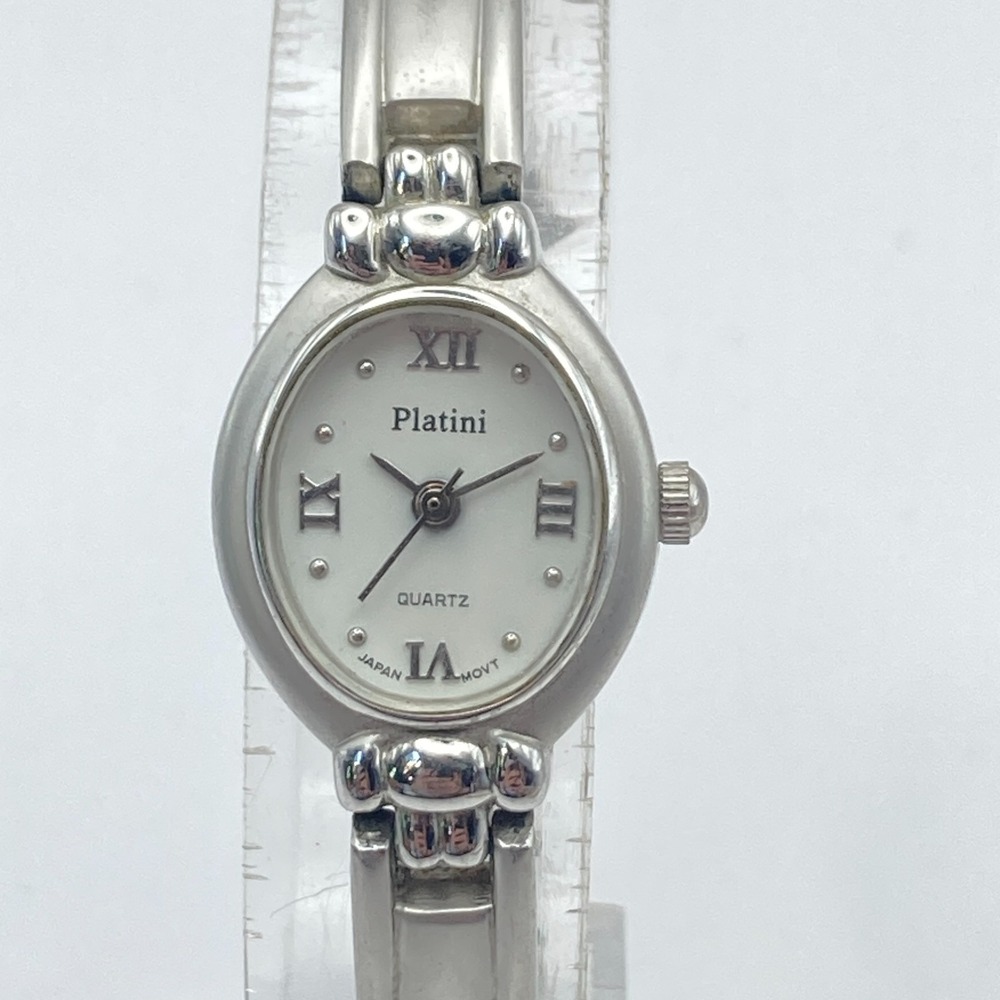 Platini Women's Watch Matte Silver Tone 19mm Oval New Battery 7"